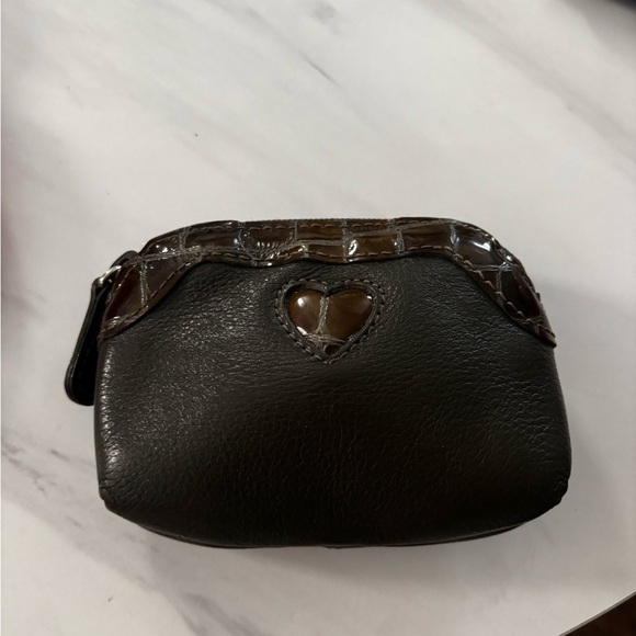 Brighton taupe and green croc print leather cc wallet - Picture 2 of 7